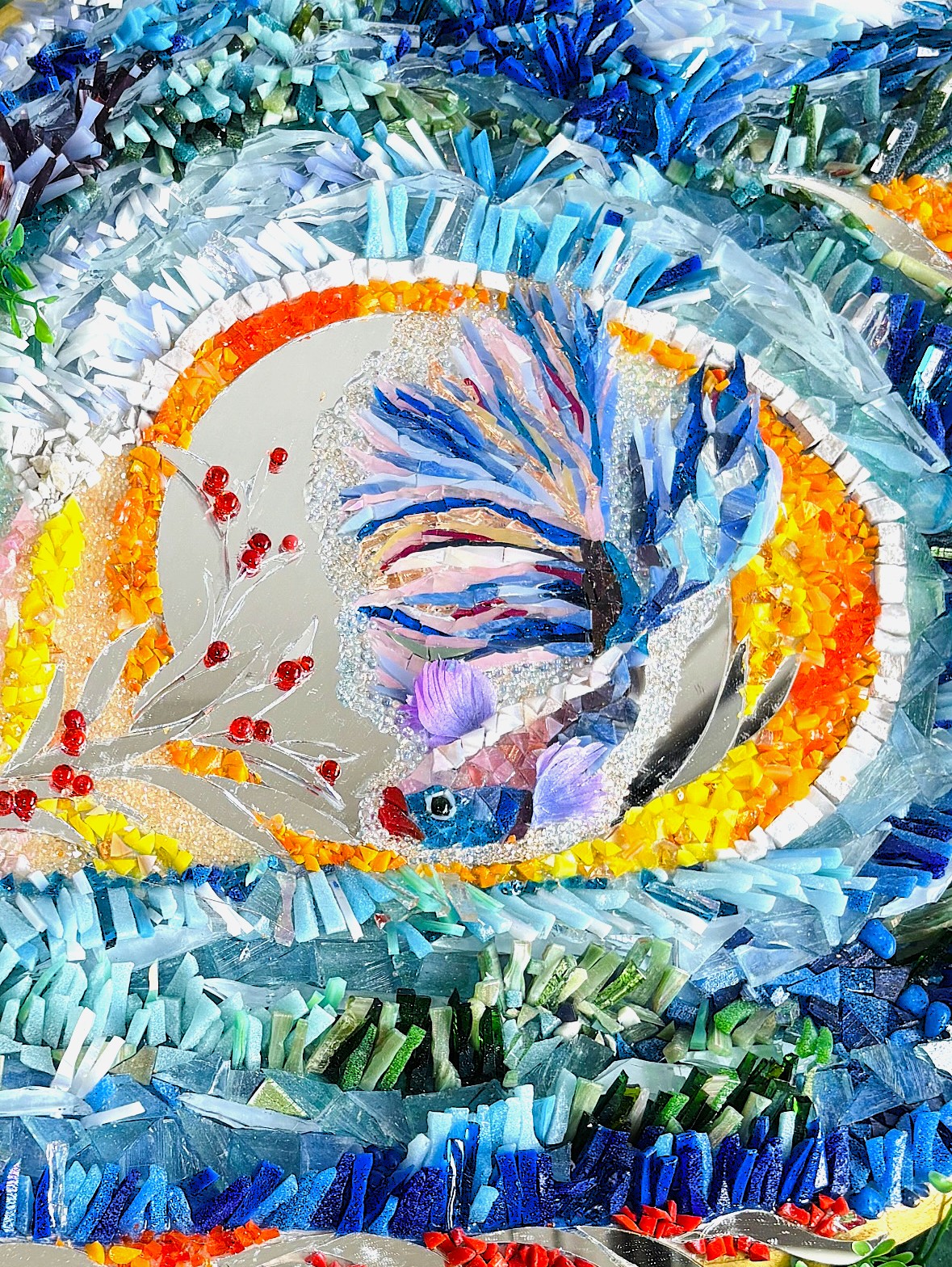 壁面アート(蝶と魚の対話)