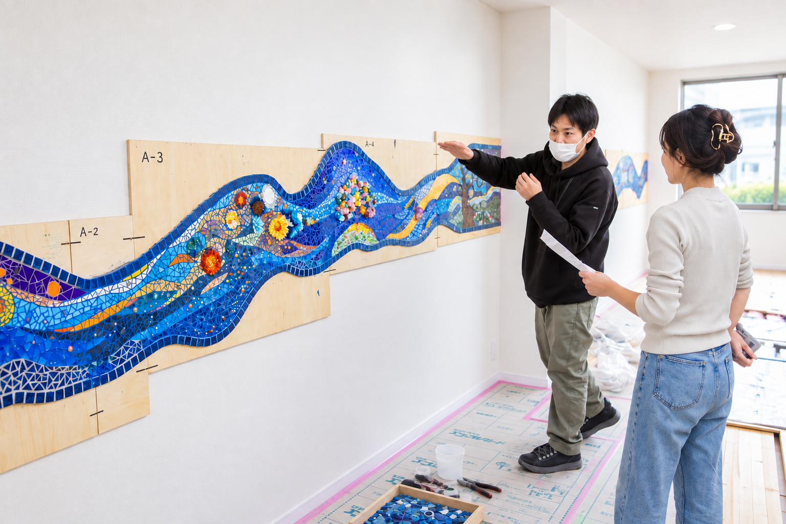 壁面波アート「ゴッホの見た景色」