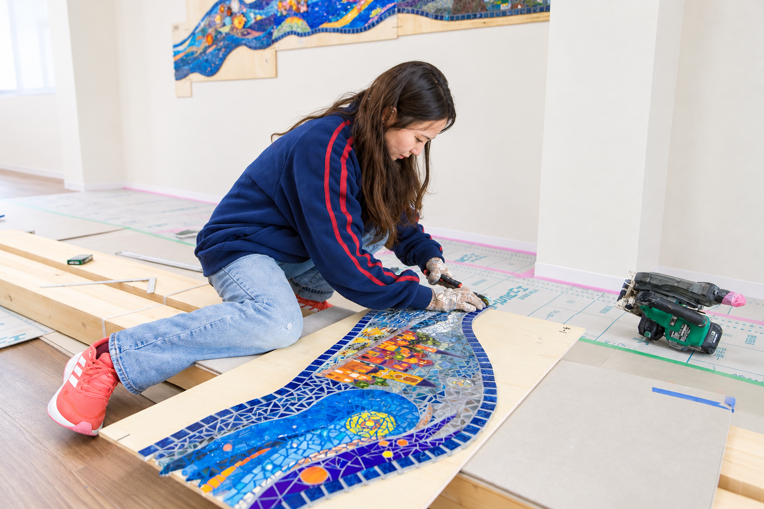 壁面波アート「ゴッホの見た景色」