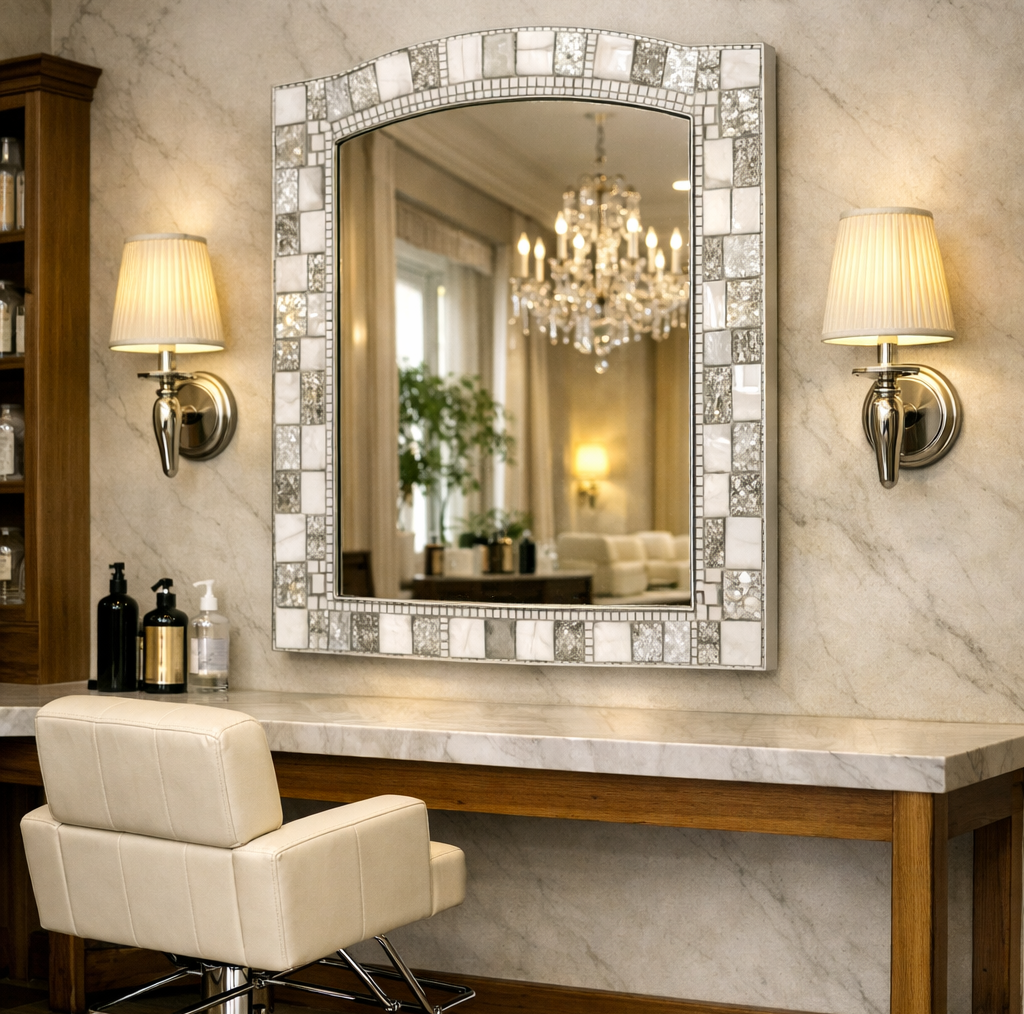 ラグジュアリー大型ミラー(タイル仕上げ)