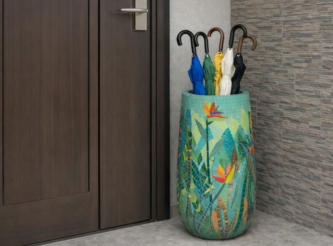 モザイクアートの傘立て