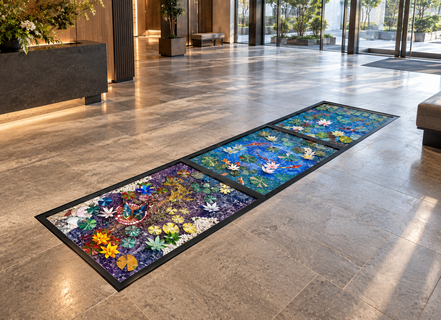 フロアアート「モネの睡蓮の池」